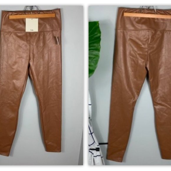 NWT Tibi Brown Faux Leather Leggings High Waist - Picture 6 of 16